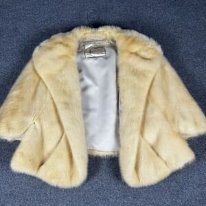 Vintage Jacques Francoise Mink Fur Stole Capelet Blonde 1950s 60s Jacket Wrap